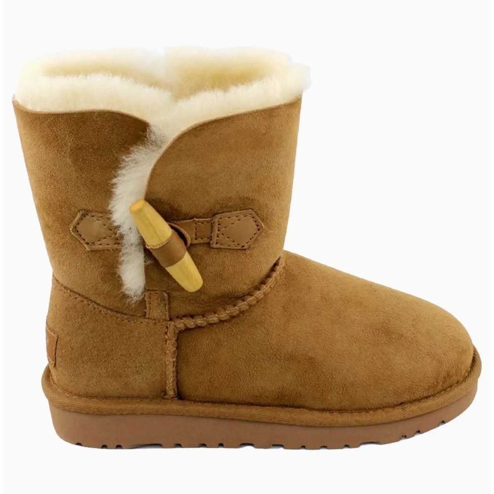 NEW UGG Toddler Girls Ebony Boots Size 8 Brown Suede Sheepskin 1013265T